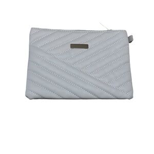 Vegan Leather Light Gray Zip Top Closure Wristlet Bag